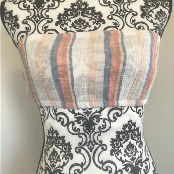 AMERICAN EAGLE STRIPED BANDEAU BRA CROP TOP WHITE - Picture 1 of 5